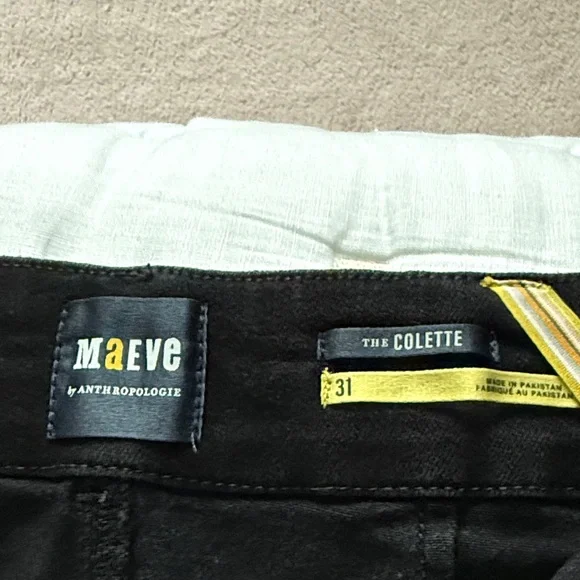 Anthropologie Maeve Black cropped, wide-leg pants. Cotton with a heavier weight - Picture 2 of 5